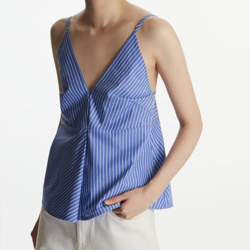 COS Blue Striped A-line Women's Cami Tank Top size 14